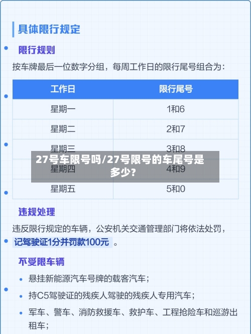 27号车限号吗/27号限号的车尾号是多少?-第3张图片