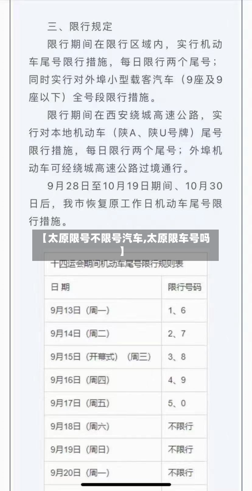 【太原限号不限号汽车,太原限车号吗】