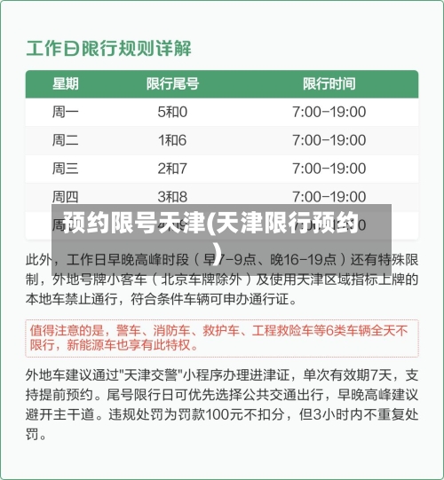 预约限号天津(天津限行预约)