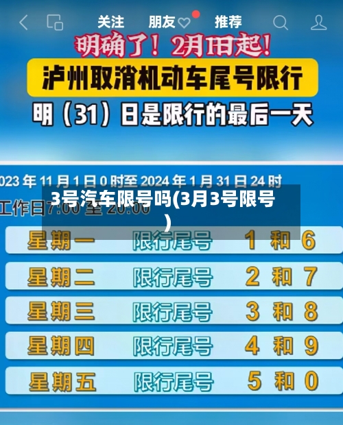 3号汽车限号吗(3月3号限号)
